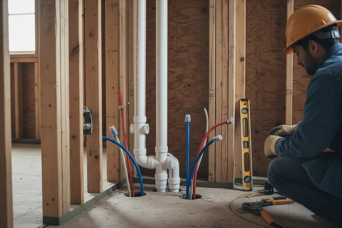Drain and supply rough-in during Sump Pump Repair in Bennett